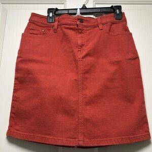 LL BEAN Favorite Fit Denim Skirt Rust Sz 10p